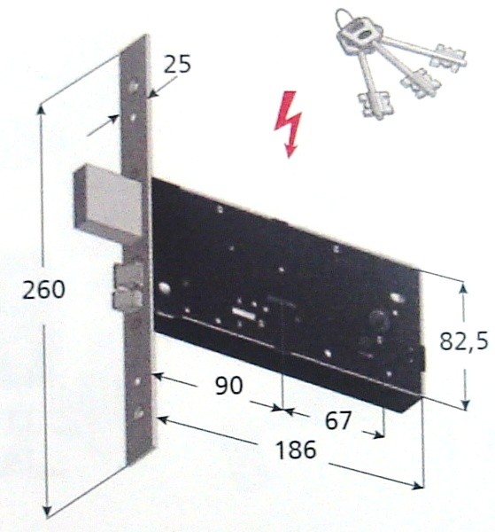 Elettroserratura OMEC art. 5938 Entr. 90