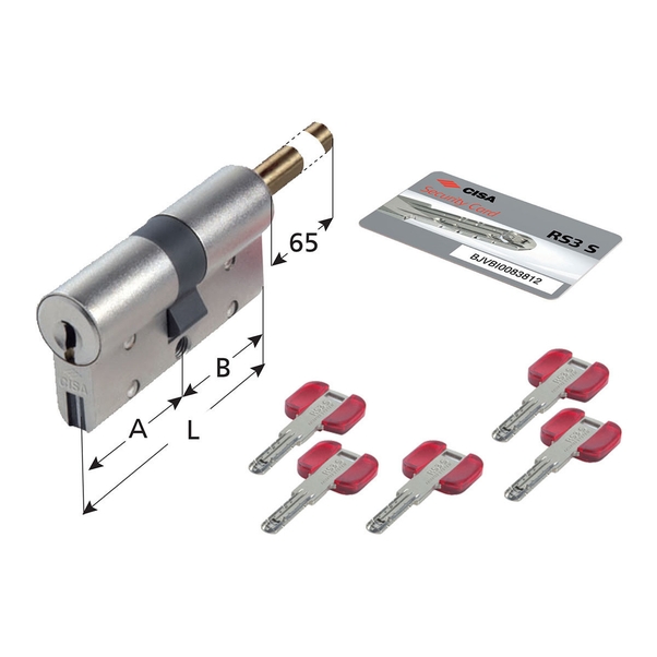Cilindro CISA RS3-S mm. 30/30 codolo c/5 chiavi