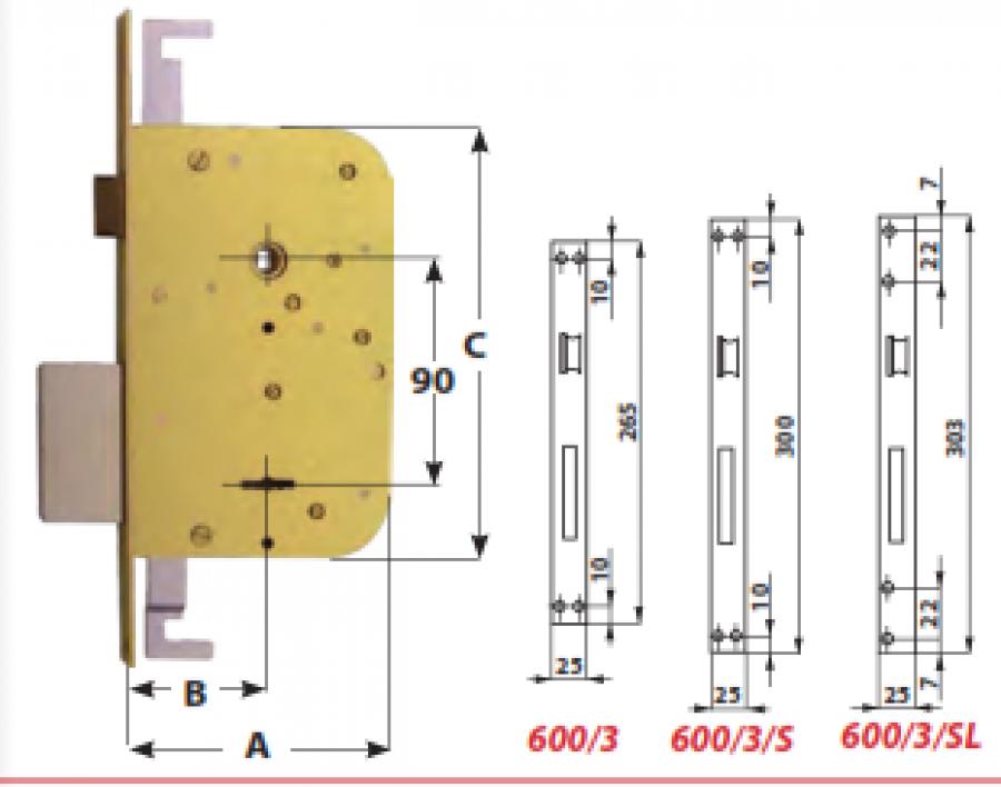 Serratura SAB art. 600 modello 3